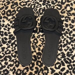 Black Slide Sandals for Women